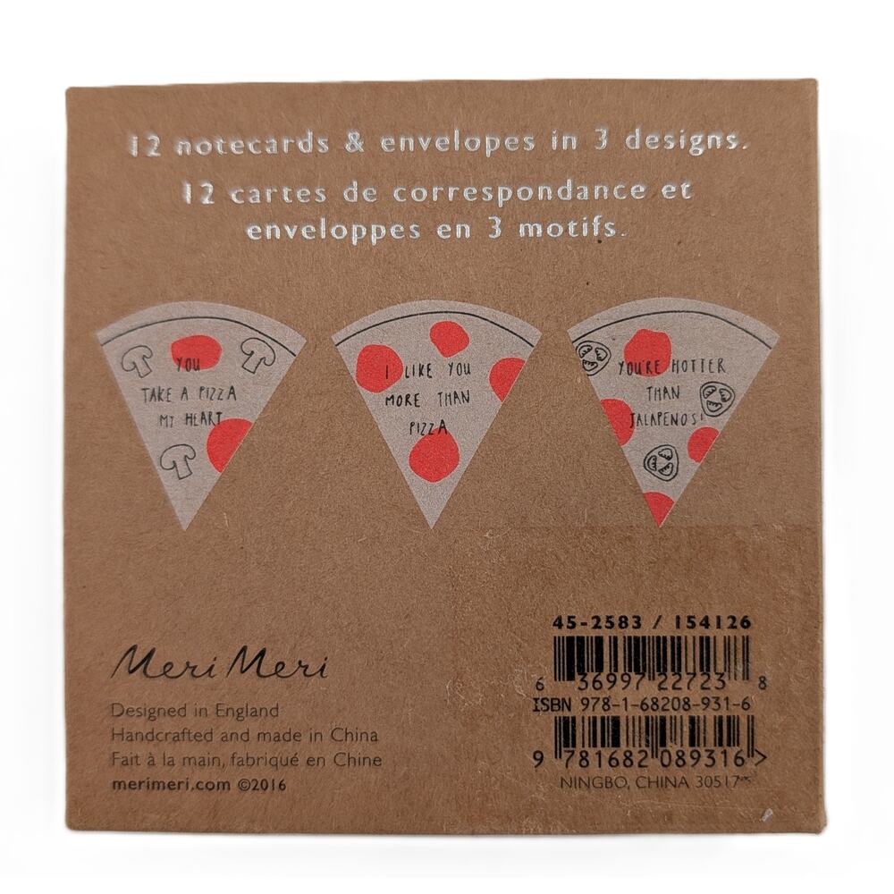 Meri Meri I love Pizza Valentine Notecards Set of 12 Cards - Picture 4 of 7